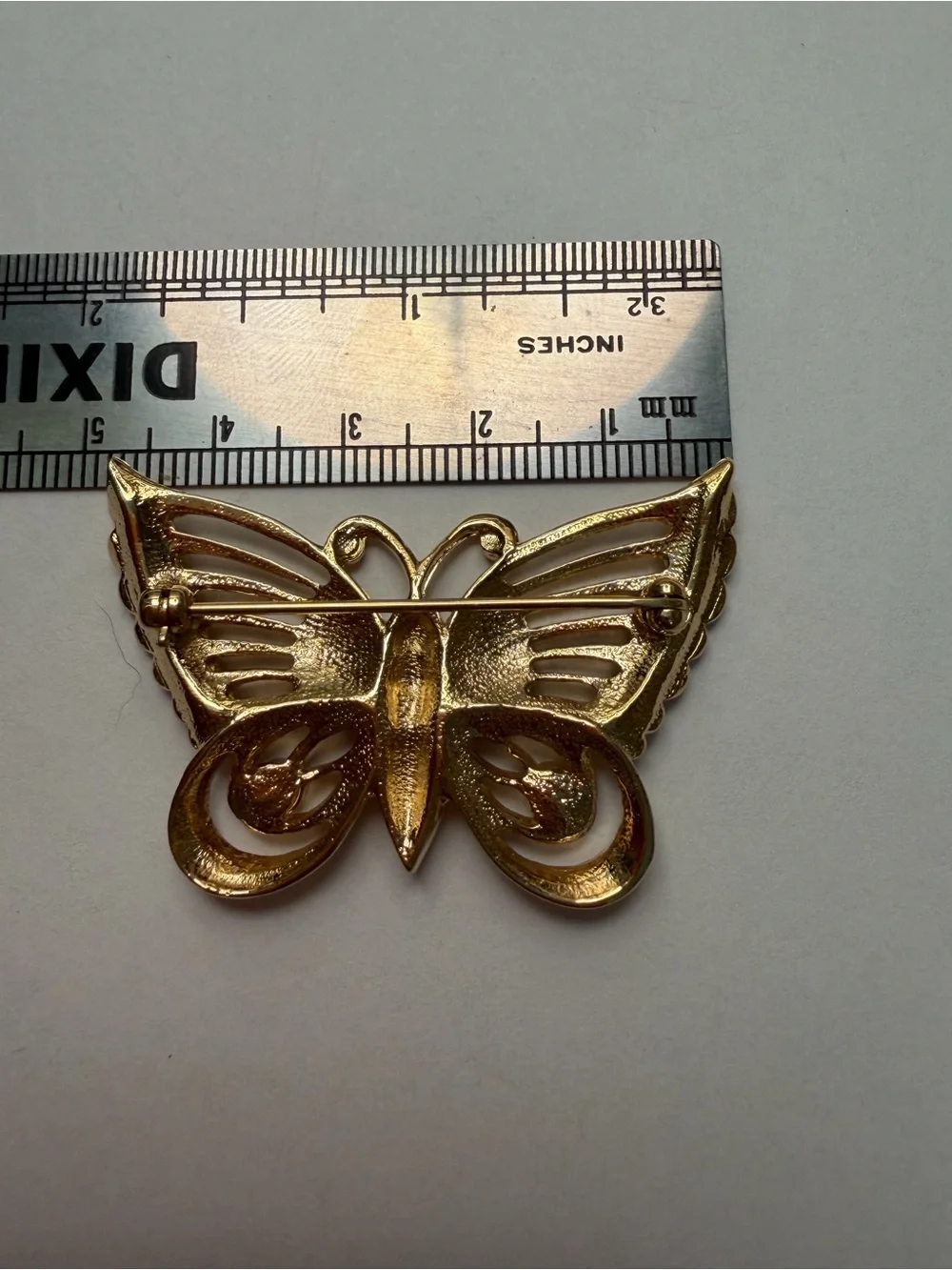 Gold Butterfly Brooch with Clear Crystals